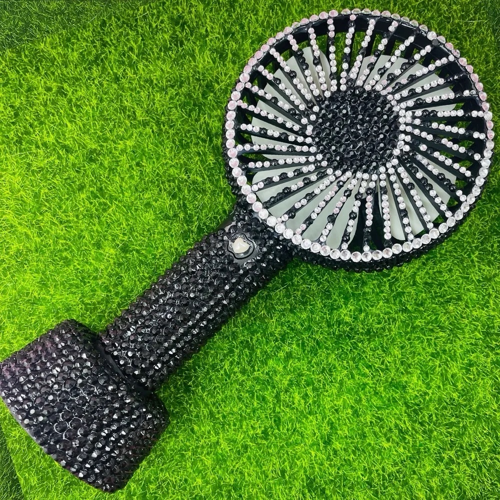 Black mini fan with crystal detail #partyaccessories